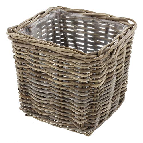 FRANK FLECHTWAREN Flechtkorb, Pflanzkorb, Rattankorb, Übertopf, Pflanzer Rattan, groß ca. 27 x 27 x 25 cm von FRANK FLECHTWAREN