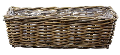 FRANK FLECHTWAREN Pflanzkasten Pflanztopf "Rattan", klein ca. 46 x 16 x 15 cm, Bluemenkasten aus Geflochtenem stabilen Rattan. von FRANK FLECHTWAREN
