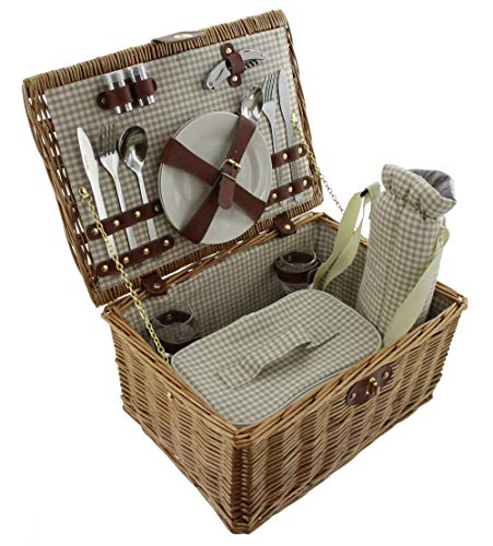 FRANK FLECHTWAREN Picknickkorb Duo, 16-teilig, Hochzeitsgeschenk, Zeit zu Zwei, Freizeit, Umfangreich bestückt von FRANK FLECHTWAREN