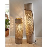 Stehlampe Artesania 100 cm hoch aus Holz & Weide, grau, Bodenlampe, Deko Standleuchte von DEKOLEIDENSCHAFT