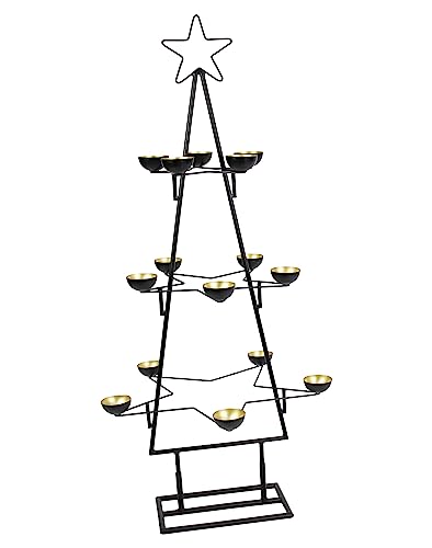 Tanne Lichterglanz, Metall, Mattschwarz Maße: Ø 45 x 102 cm, ohne Teelichter von FRANK FLECHTWAREN