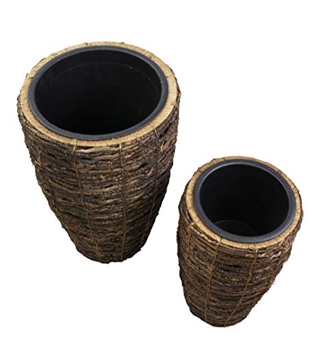 FRANK FLECHTWAREN Übertopf Innenbereich,Topf, Blumentopf Coconut, 2er Set, Dekotopf, Pflanztopf, Naturmaterial Ø 25 x 45 cm, Einsatz Ø 18 x 19 cm, Ø 35 x 55 cm, Einsatz Ø 27 x 26 cm von FRANK FLECHTWAREN