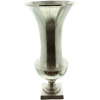 Vase Maison 49 cm hoch, aus Aluminium in silber im Antik Look, große Bodenvase, Blumenvase, Dekovase von DEKOLEIDENSCHAFT