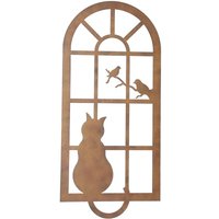 Wanddeko Katze am Fenster aus Metall, Wandschmuck Wandbild, Metalldeko, Hänger von DEKOLEIDENSCHAFT