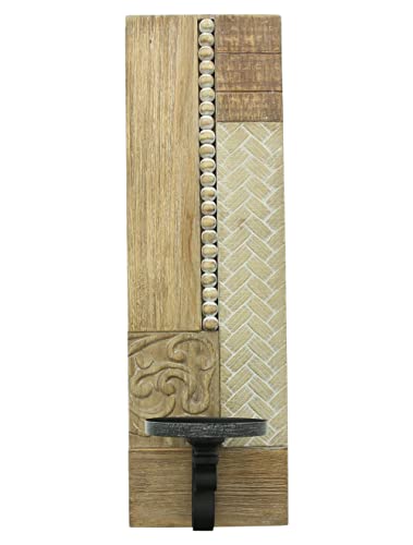 Wandkerzenhalter Stilmix, Holz in unterschiedlichen Ausführungen, teilweise weiß gekalkt, Metallkerzenteller Mattschwarz lackiert von FRANK FLECHTWAREN