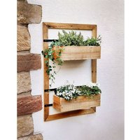 Wandpflanzer Industrial aus Holz mit 2 Blumenkästen, für Balkon, Terrasse, Garten, Balkonkasten, Wandblumentopf von DEKOLEIDENSCHAFT