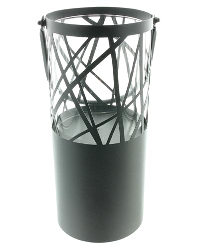 Windlicht Black, Metall, Mattschwarz, Glas Maße: Ø 15 x 44 cm, ohne Kerze, FRANK FLECHTWAREN von FRANK FLECHTWAREN