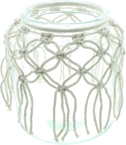 Windlicht Makramee, Glas, Baumwollschnur Maße: Ø 17 x 21 cm, ohne Kerze, FRANK FLECHTWAREN von FRANK FLECHTWAREN