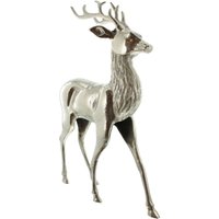 Dekoleidenschaft - große Dekofigur Hirsch aus Alu, silber glänzend, 65cm hoch, Tierstatue von DEKOLEIDENSCHAFT