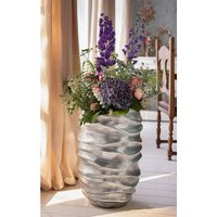 Großer Übertopf Waves 61 cm hoch, silber, Antik glänzend, Blumentopf, Blumensäule, Pflanzgefäß. Blumenübertopf von DEKOLEIDENSCHAFT