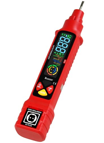 Spannungsprüfer Berührungsloser, Steckdosentester mit RCD-Prüfung und LCD-Voltage-Display, 6 Arten von Fehlerdiagnose, Drahtbruchstellen-Sucher, Nicht für CH Stecker Spannungsprüfer Berührungsloser, Steckdosentester mit RCD-Prüfung und LCD-Voltage-Display, 6 Arten von Fehlerdiagnose, Drahtbruchstellen-Sucher, Nicht für CH Stecker von FRANKEVER