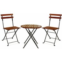 Frankystar - Avolio Bistro - Gartenset mit kleinem Tisch und 2 Klappst�hlen aus Stahl und Holz mit Teakholzoptik. Bistro-Set f�r den Au�enbereich im Frankystar - Avolio Bistro - Gartenset mit kleinem Tisch und 2 Klappst�hlen aus Stahl und Holz mit Teakholzoptik. Bistro-Set f�r den Au�enbereich im von FRANKYSTAR