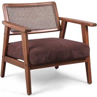 Boca - Sessel aus massivem Holz von Parawood mit Polsterung aus Polyrattan und Sitz aus geripptem Samt von FRANKYSTAR