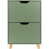 Emma - Platzsparender Schuhschrank mit 2 T�ren 55x82x25 cm f�r 12 Paar aus Salbeifarbenem Holz Emma - Platzsparender Schuhschrank mit 2 T�ren 55x82x25 cm f�r 12 Paar aus Salbeifarbenem Holz von FRANKYSTAR