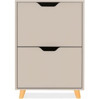 Emma - Platzsparender Schuhschrank mit 2 T�ren 55x82x25 cm f�r 12 Paar aus Taupefarbenem Holz Emma - Platzsparender Schuhschrank mit 2 T�ren 55x82x25 cm f�r 12 Paar aus Taupefarbenem Holz von FRANKYSTAR