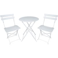 Bistrot Set 2 Stühle + Klapptisch Platzsparend für Garten, Balkon, Veranda und Terrasse - Rostfreies Stahlmöbel-Set für draußen. Farbe Weiß. von FRANKYSTAR
