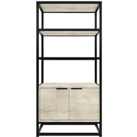 Frankystar - Edo - Wandregal B�cherregal 76x162,5x33,5 cm 3 Regalb�den mit Schrank 2 T�ren aus Holz Bleach Metallgestell Schwarz von FRANKYSTAR