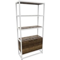 Frankystar - Edo - Wandregal B�cherregal 76x162,5x33,5 cm 3 Regalb�den mit Schrank 2 T�ren aus Holz Oak Metallgestell Wei� von FRANKYSTAR