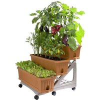 Frankystar - Orto Easy - Set aus 3 Blumenk�sten (80 cm) mit Untertasse und 3-stufigem Wagen f�r Arrangements oder vertikalen Gem�segarten. Praktisch von FRANKYSTAR