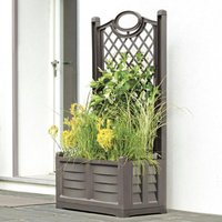 Separater Blumenkasten mit R�ckwand aus 80 cm hdpe mit 3D-Holzeffekt. Farbe Cappuccino. Hergestellt in Italien von FRANKYSTAR