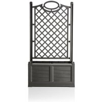 Frankystar - Separater Blumenkasten mit R�ckwand aus 80 cm hdpe mit 3D-Holzeffekt. Farbe des schmiedeeisernen Materials. Hergestellt in Italien von FRANKYSTAR