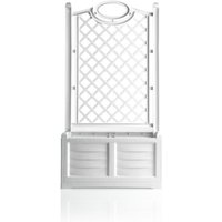 Frankystar - Separater Blumenkasten mit R�ckwand aus 80 cm hdpe mit 3D-Holzeffekt. Farbe wei�. Hergestellt in Italien von FRANKYSTAR