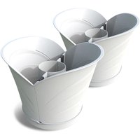 Frankystar - Tulipano - Set aus 2 Vasen mit zentralem Loch. Vasen für den Außenbereich. Farbe weiß. Hergestellt in Italien. von FRANKYSTAR