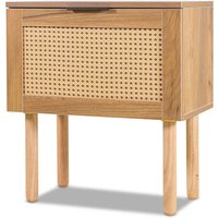 Ikki - Nachttisch aus Holz und Rattan, 1 Schublade von FRANKYSTAR