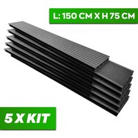 Kaido - Set mit 5 Terrassendielen 150x75 cm f�r Garten, Patio, Terrasse aus wpc in Schwarz von FRANKYSTAR