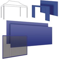 Komplettset für Gazebo 3x4m: 2 Seitenplanen 4,5 + 1 Seitenplane 3m + Türplane + Moskitonetz blau von FRANKYSTAR