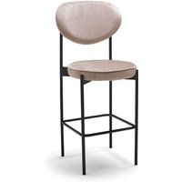 Lier - 2er-Paar Design-Hocker aus beigem Samt von FRANKYSTAR