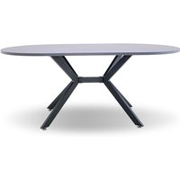 Marui - Ovaler Esstisch aus Holz und Metall mit zentraler Tisch-Gestell Ashi 150x90 cm - grau in Holzoptik von FRANKYSTAR