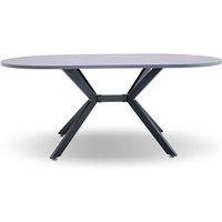 Marui - Ovaler Esstisch aus Holz und Metall mit zentraler Tisch-Gestell Ashi 180x100 cm - grau in Holzoptik von FRANKYSTAR