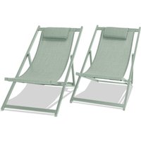 Mezzaluna - Set aus 2 klappbaren Liegestühlen aus Aluminium und Textilene. Design-Gartenliege mit 4-fach verstellbarer Rückenlehne Grüne von FRANKYSTAR
