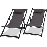 Mezzaluna - Set aus 2 klappbaren Liegestühlen aus Aluminium und Textilene. Design-Gartenliege mit 4-fach verstellbarer Rückenlehne anthrazit von FRANKYSTAR