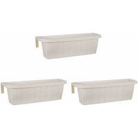 Rondine 60 - Set aus 3 geflochtenen 60-cm-Balkonhaltern mit verstellbaren Haken und Wasserreservoir Creme von FRANKYSTAR