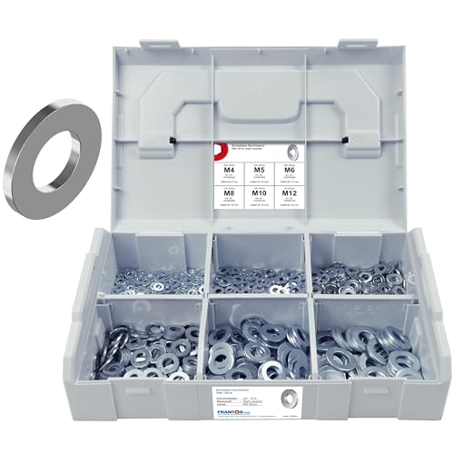 FRANTOS L-BOXX Mini DIN 125 A Unterlegscheiben Sortiment, M4 bis M12 900 tlg. (Stahl verzinkt) - Sicherungsscheiben Beilagscheiben Scheiben Set von FRANTOS