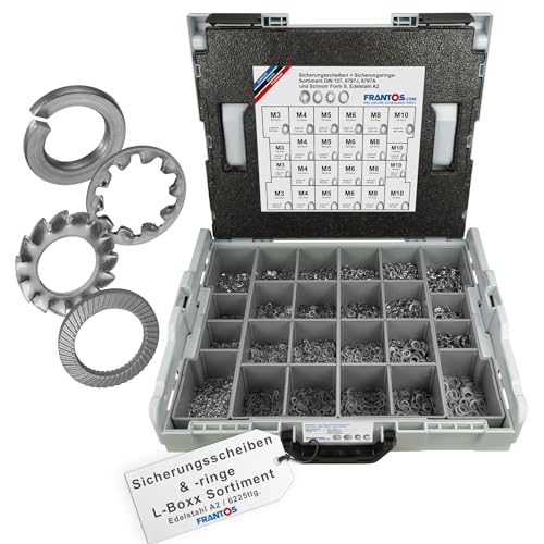 FRANTOS L-Boxx Sortimentskoffer mit Sicherungsscheiben & Sicherungsringen - Edelstahl A2 I 6.225 tlg. - Federringe Zahnscheiben Schnorrscheiben Schraubensortiment FRANTOS L-Boxx Sortimentskoffer mit Sicherungsscheiben & Sicherungsringen - Edelstahl A2 I 6.225 tlg. - Federringe Zahnscheiben Schnorrscheiben Schraubensortiment von FRANTOS