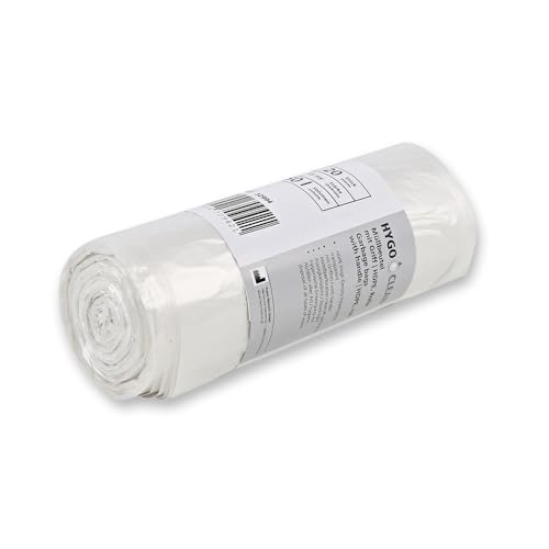 600 Stück Hygoclean Müllbeutel mit Griff, 50 l | HDPE, Rolle, transparent, L: 72cm, B: 60cm, 15my, Müllsäcke, Abfallsack, Müllbeutel, Mülltüten, Hausmüll, Abfallbeutel von FRANZ MENSCH