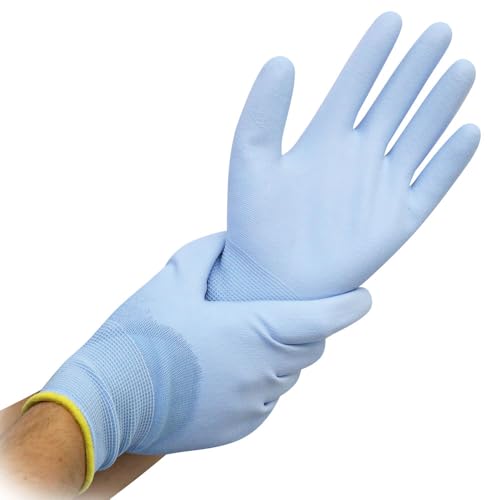 FRANZ MENSCH 12 Stück Hygostar Feinstrickhandschuhe Ultra Flex Hand 3/4-beschichtet | PU-Beschichtung, Packung, hellblau, 7/S, L: 23cm, Feinstrickhandschuhe,Nylonhandschuhe, Schutzhandschuhe FRANZ MENSCH 12 Stück Hygostar Feinstrickhandschuhe Ultra Flex Hand 3/4-beschichtet | PU-Beschichtung, Packung, hellblau, 7/S, L: 23cm, Feinstrickhandschuhe,Nylonhandschuhe, Schutzhandschuhe von FRANZ MENSCH
