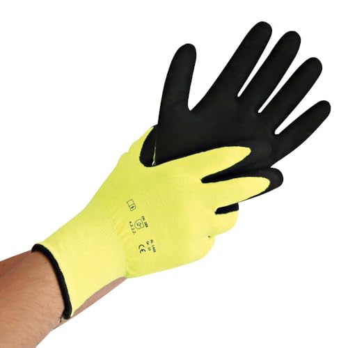 FRANZ MENSCH 12 Stück Kälteschutzhandschuhe Winter Star | Nitril-Beschichtung, gelb-schwarz, 10/XL, L: 26cm, Karton, Kälteschutzhandschuhe, Thermohandschuhe, Kälteschutz von FRANZ MENSCH