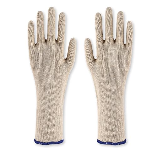 FRANZ MENSCH 24 Stück Hygonorm Baumwollhandschuhe Cuff Long, Packung, natur, 9/L, L: 30cm, Baumwollhandschuhe, Textilhandschuhe, Stoffhandschuhe von FRANZ MENSCH