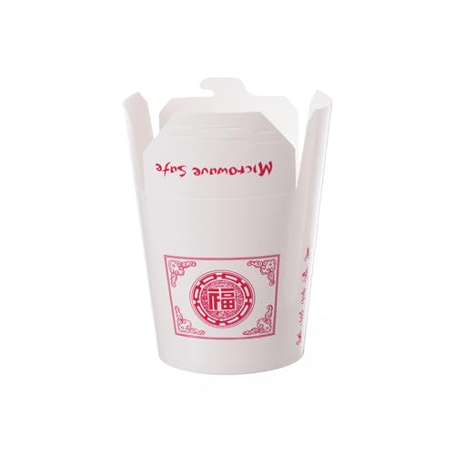 FRANZ MENSCH 500 Stück Food-Container Asia | Pappe/PE, weiß, V: 770ml, Ø: 9,7cm, H: 9,7cm, Karton, AsiaBox, Nudelbox Pappe, Lunchbox, Nudel-Box Take Away von FRANZ MENSCH