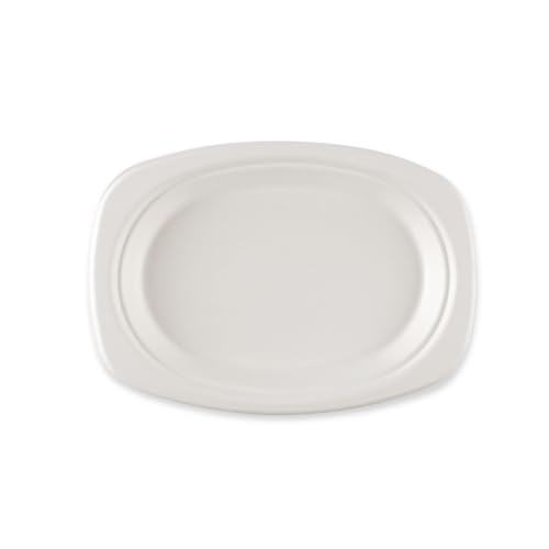 FRANZ MENSCH 500 Stück NATUREStar Bio Teller, oval | Zuckerrohr, weiß, L: 23cm, B: 16,5cm, Karton, Einwegteller, Zuckerrohrteller, Einmalteller von FRANZ MENSCH