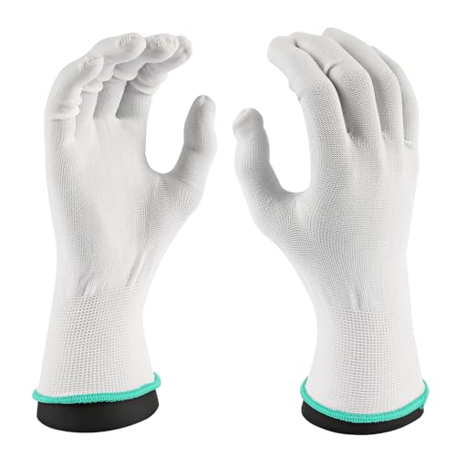 FRANZ MENSCH 12 Stück Hygostar Feinstrickhandschuhe Allfood | Nylon, Packung, weiß, 10/XL, L: 26cm, Feinstrickhandschuhe, Montagehandschuh, Arbeitshandschuhe von FRANZ MENSCH