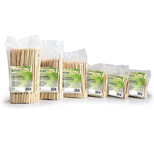 FRANZ MENSCH NatureStar Bio Fingerfood-Spieße Flag, Natur, 250 mm | Bambus, 10000 Stück im Beutel (40 x 250 Stück), Grillspieße, Party Picker für Snacks und Häppchen von FRANZ MENSCH