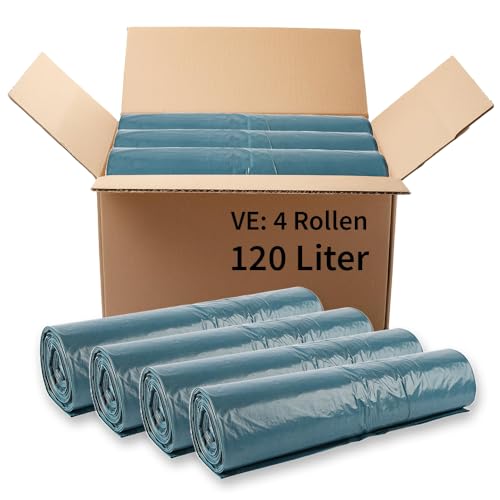 Franz Mensch HygoClean Müllsäcke Eco, 120 l, blau, 100 Stück | LDPE, auf Rolle, Müllbeutel, Länge: 110cm x Breite: 70cm, Mülltüte 120 Liter, extra stark von FRANZ MENSCH