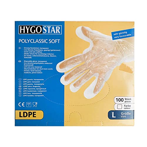 Hygostar LDPE Handschuhe POLYCLASSIC SOFT transparent, gehämmert, Größe L von FRANZ MENSCH