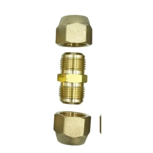 1/4"-7/8" SAE Flare Pipe OD Messing Hex Reduziernippel Messing Sanitär Koppler for Klimaanlage Kupfer Rohr(With Nut,1L2 TO 1L2 SAE L-41_SAE FLARE TUBE) von FRAOMHFW