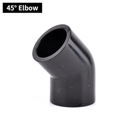 1 Stück 16~50mm Schwarz PVC-Rohrverbinder Gerader Winkel T-Stück Verbindungen Aquarium Drainagerohr Armaturen Gartenbewässerung DIY Zubehör(45 Degree elbow,Black 20mm) von FRAOMHFW